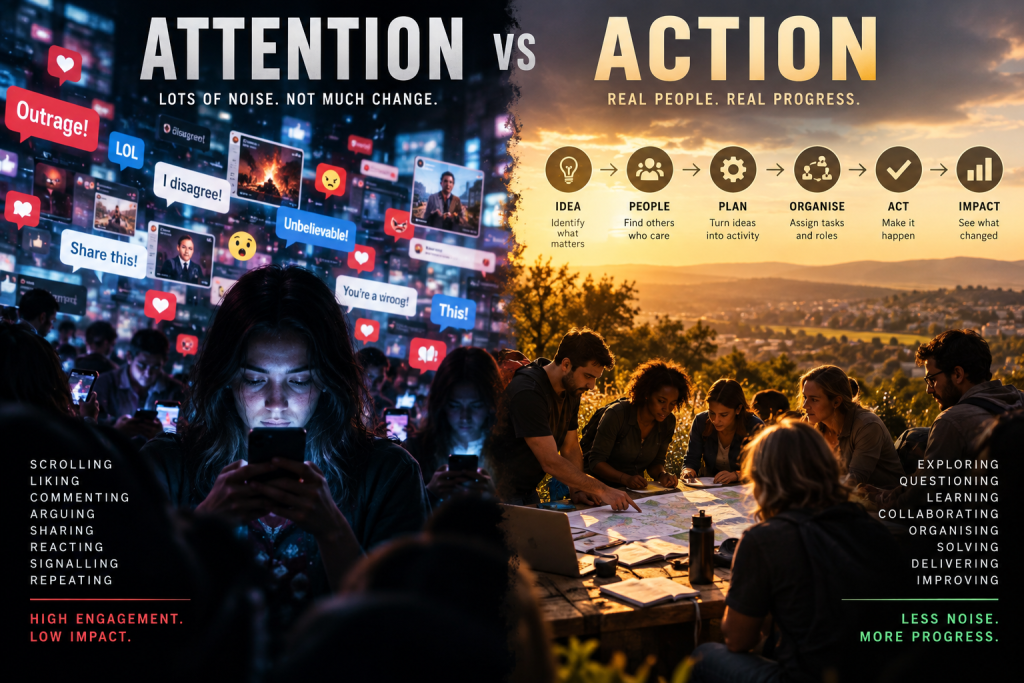 attention versus action image